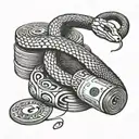 A snake wrapped around a stack of money tattoo design idea