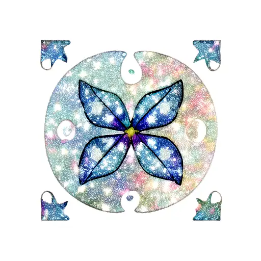 A puzzle piece made of stars and butterflies tattoo design idea