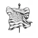 An American flag and an Italian flag intertwined with tulips and roses tattoo design idea