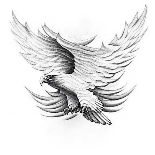 eagle claw out wings up tress in back ground  tattoo design idea