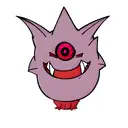Gengar with sharingan and dark orb tattoo design idea