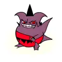 Gengar with sharingan and dark orb tattoo design idea
