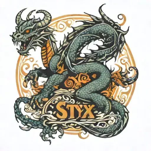 Dragon With the Name STYX tattoo design idea