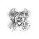 A tattoo design representing the bond of brotherhood and friendship, incorporating symbols of love and summer vibes. tattoo design idea