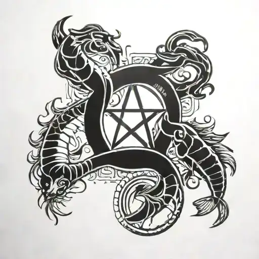 cancer, pisces and libra zodiac sign tattoo design idea