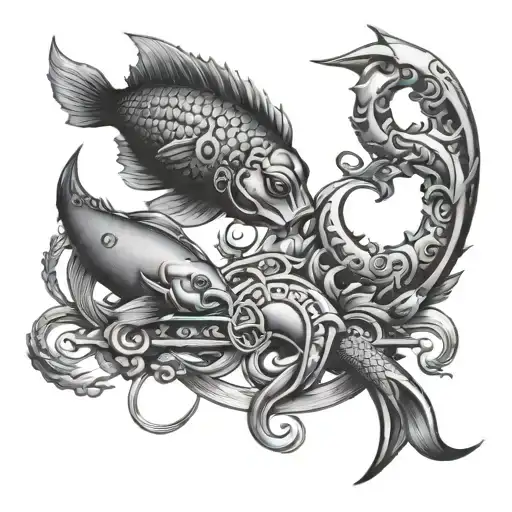 cancer, pisces and libra zodiac sign tattoo design idea