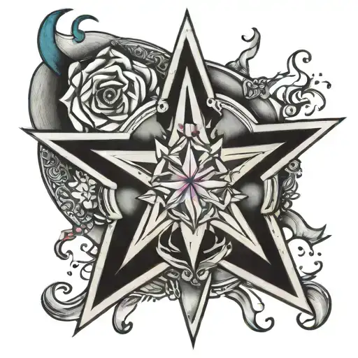 8 points star tattoo design idea