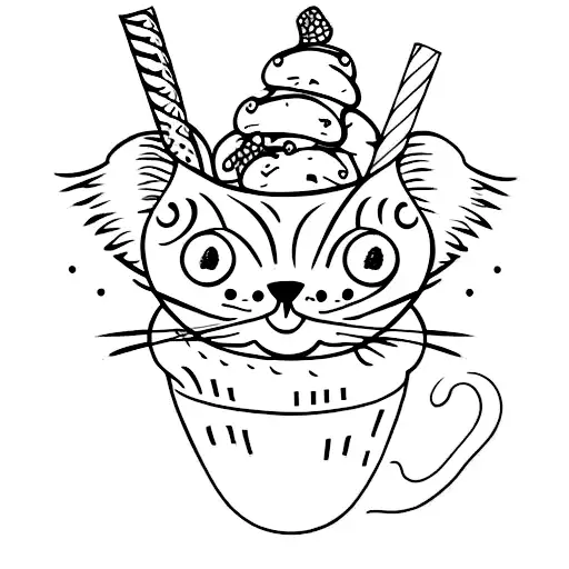 sweets and cats tattoo design idea
