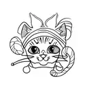 sweets and cats tattoo design idea