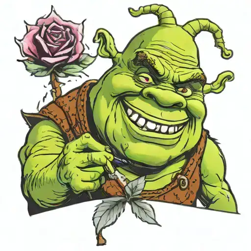 shrek smoking weed tattoo design idea