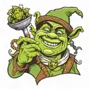 shrek smoking weed tattoo design idea