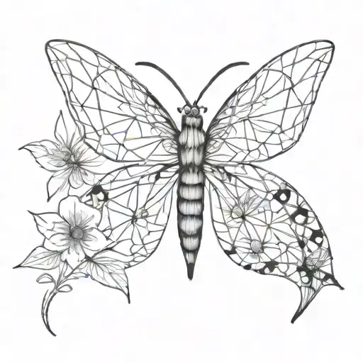 floral, papillon, libellule tattoo design idea