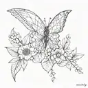 floral, papillon, libellule tattoo design idea