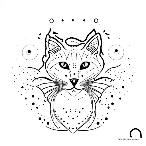 Silhouette of a black cat with yellow eyes and a white cat with sandy spots tattoo design idea