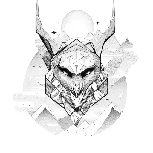 mountains and stars similar to velaris from acotar  tattoo design idea