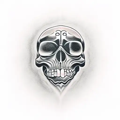  broken skull with smiley face inside  tattoo design idea
