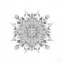 An intricate snowflake design inspired by skiing tattoo design idea