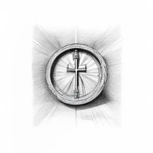 the word patience with a cross  tattoo design idea