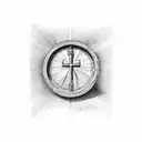 the word patience with a cross  tattoo design idea