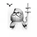 the word patience with a cross  tattoo design idea