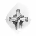 the word patience with a cross  tattoo design idea