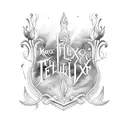 Magic potion with inscription "Felix Felicis" with lilies tattoo design idea