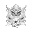 Magic potion with inscription "Felix Felicis" with lilies tattoo design idea