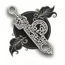 An ornate key symbolizing unlocking the blessings in life, surrounded by intricate filigree tattoo design idea