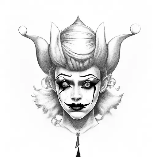 female clown  tattoo design idea