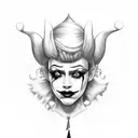 female clown  tattoo design idea