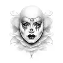 female clown  tattoo design idea