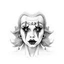 female clown  tattoo design idea