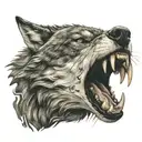 snarling wolf eating tattoo design idea
