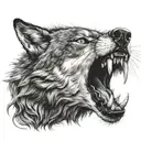 snarling wolf eating tattoo design idea