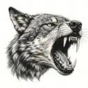 snarling wolf eating tattoo design idea