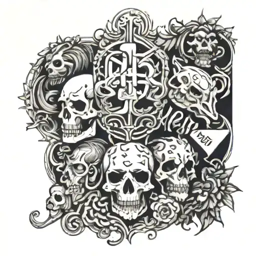 A tattoo design incorporating all seven deadly sins (lust, gluttony, greed, sloth, wrath, envy, pride) tattoo design idea