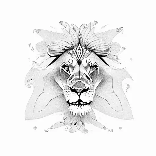 lion inside of butterfly  tattoo design idea