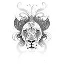 lion inside of butterfly  tattoo design idea
