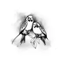 2 parakeets with lilies tattoo design idea