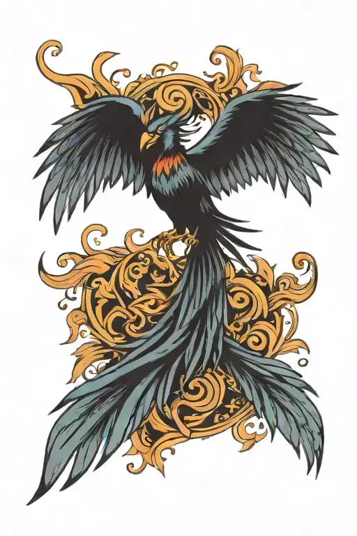 phoenix, semicolon incorporated tattoo design idea