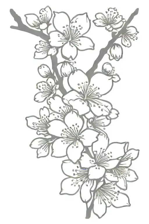  branch of cherry blossoms with a G and a P blended into the contours tattoo design idea