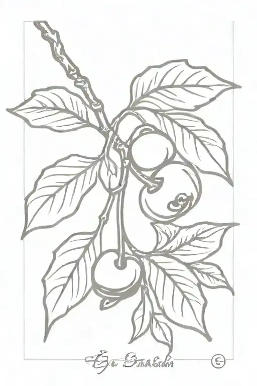  cherry branch with a G and a P blended into the contours tattoo design idea
