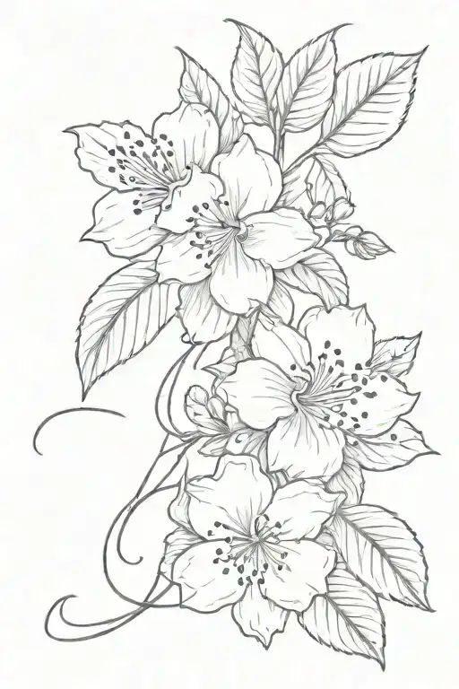 g and p in cursive with blossom cherry  tattoo design idea