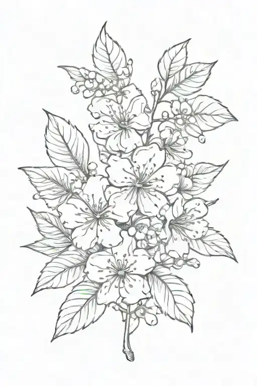 blossom cherry with g and p in cursive tattoo design idea