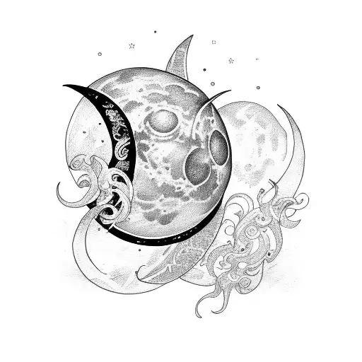 line leg garter moon  tattoo design idea