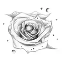 moon and rose tattoo design idea