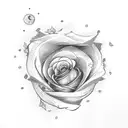 moon and rose tattoo design idea