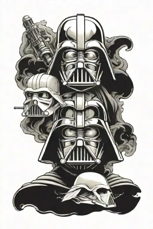 darth vader and ghost face tattoo tattoo design idea