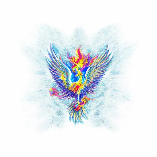 phoenix rising from the ashes drawn by picasso in an abstract way tattoo design idea