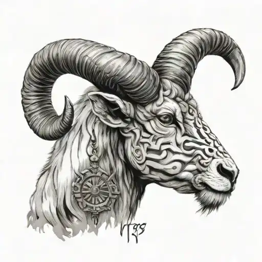 astrological sign Visp mix with Aries incorporating a date of birth tattoo design idea
